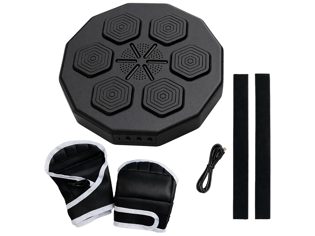 Тренажер боксерский музыкальный, настенный, ABS пластик, LED подсветка, Bluetooth, 40см, цвет черный