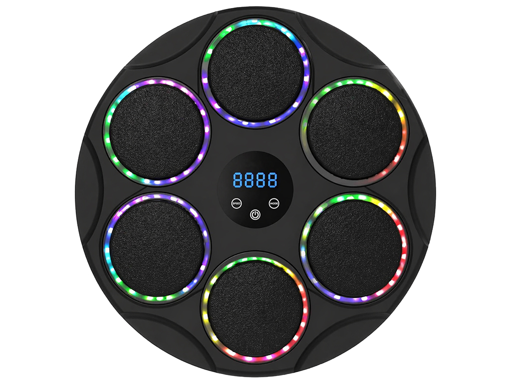 Тренажер боксерский музыкальный, настенный, ABS пластик, LED подсветка, Bluetooth, 43см, цвет черный