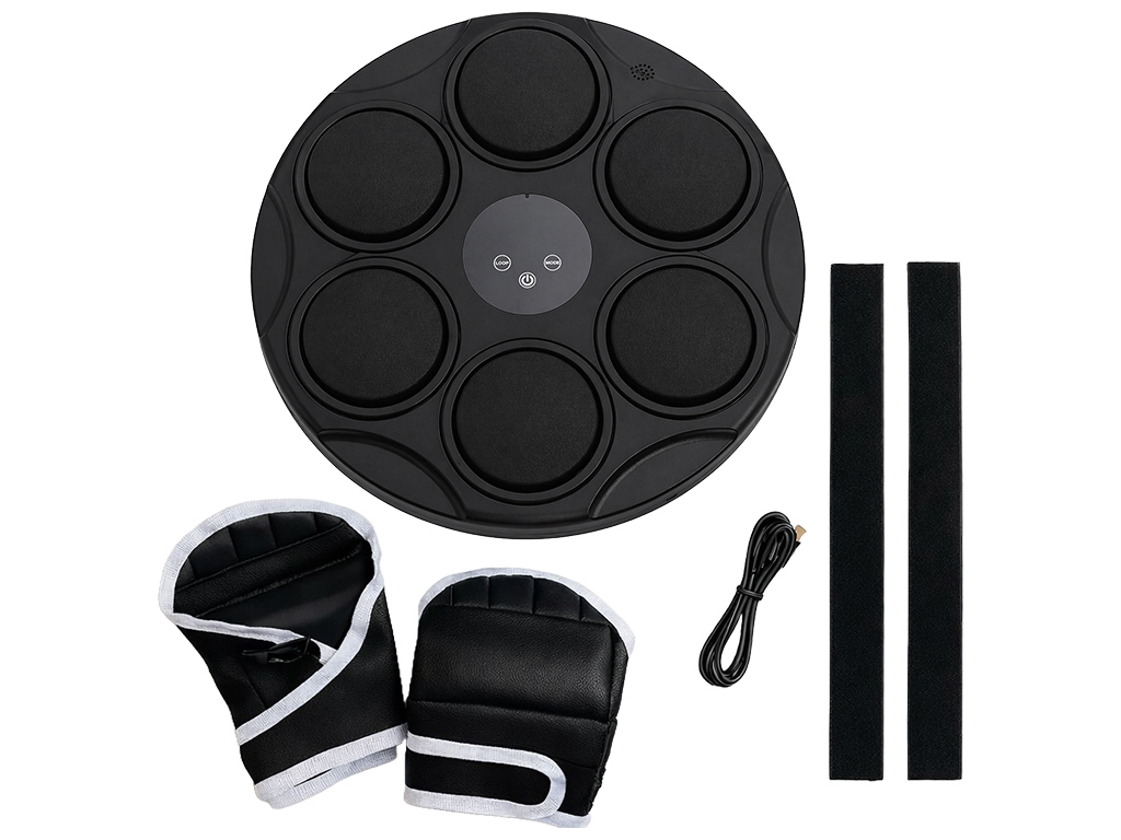 Тренажер боксерский музыкальный, настенный, ABS пластик, LED подсветка, Bluetooth, 43см, цвет черный