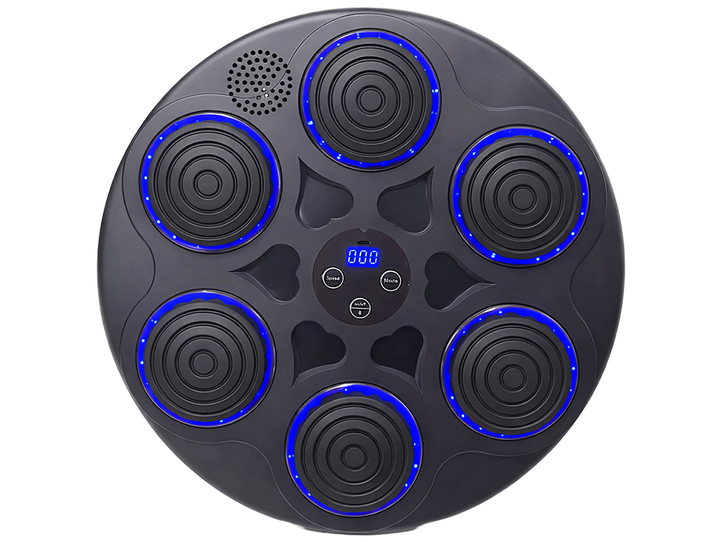 Тренажер боксерский музыкальный, настенный, ABS пластик, LED подсветка, Bluetooth, 38см, цвет черный