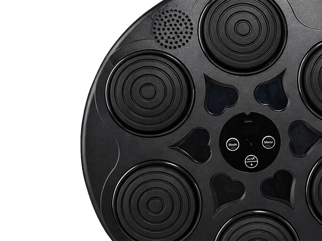 Тренажер боксерский музыкальный, настенный, ABS пластик, LED подсветка, Bluetooth, 38см, цвет черный