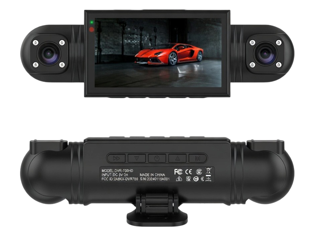 Видеорегистратор 800×480, 1080P, 3 камеры, камера заднего вида