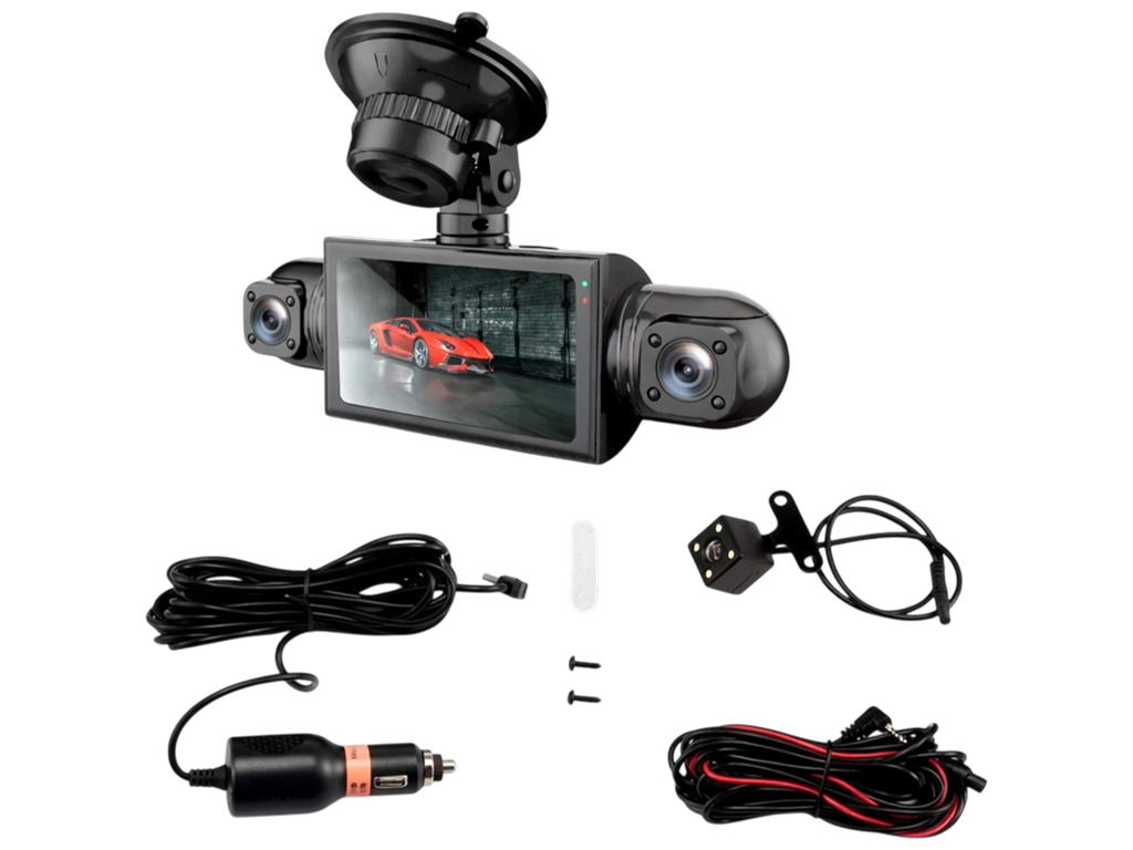 Видеорегистратор 800×480, 1080P, 3 камеры, камера заднего вида