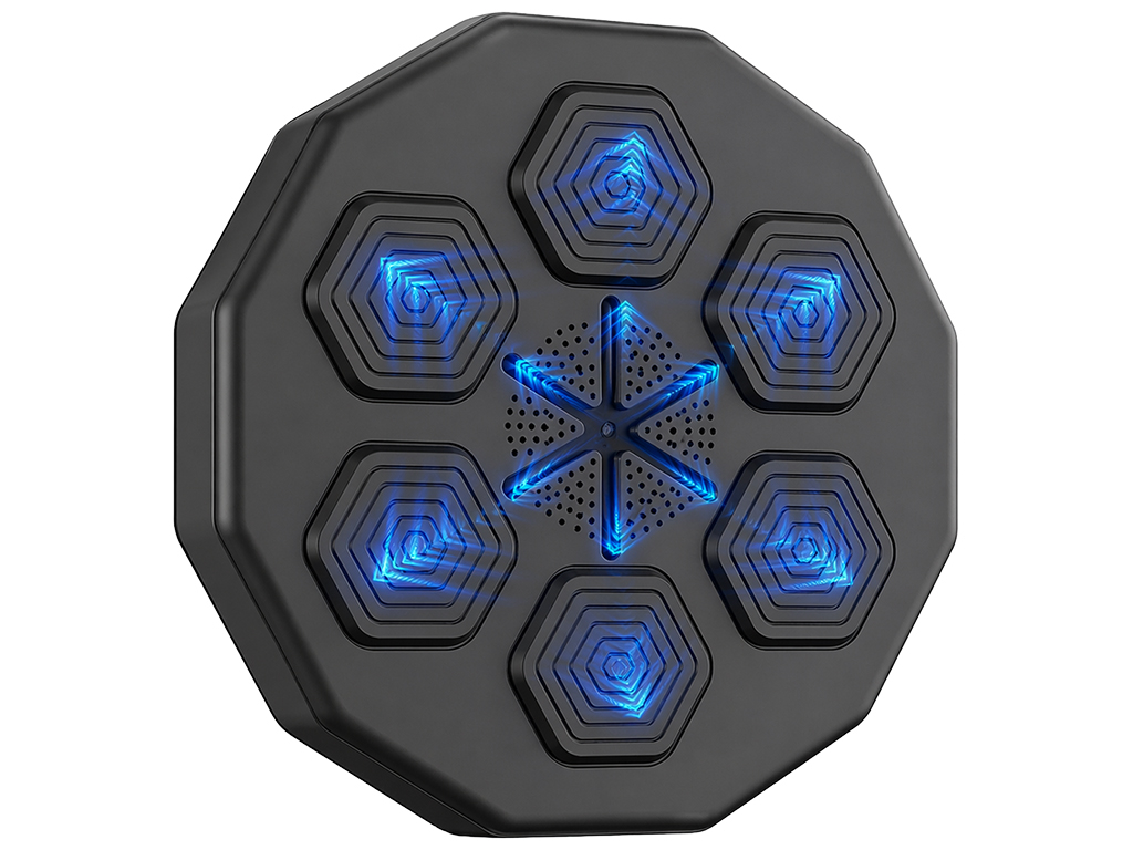Тренажер боксерский музыкальный, настенный, ABS пластик, LED подсветка, Bluetooth, 35см, цвет черный