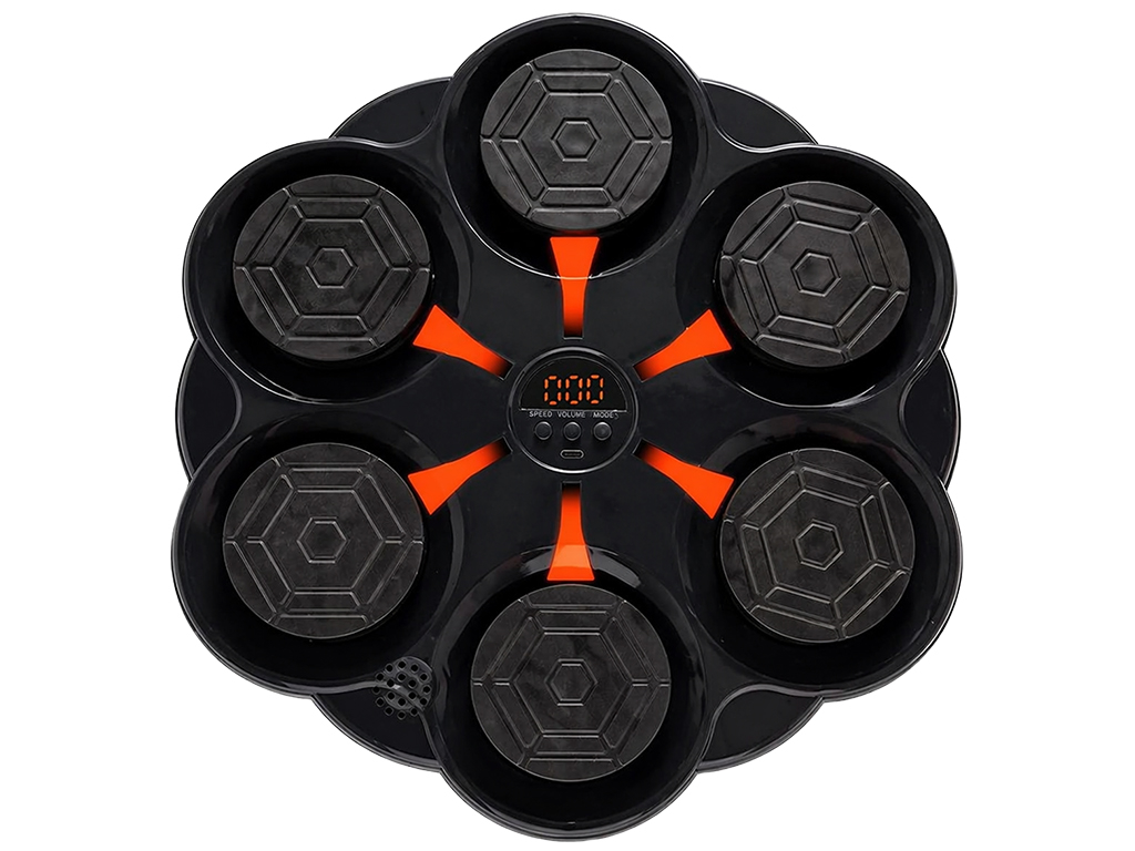 Тренажер боксерский музыкальный, настенный, ABS пластик, LED подсветка, Bluetooth, 46см, цвет черный