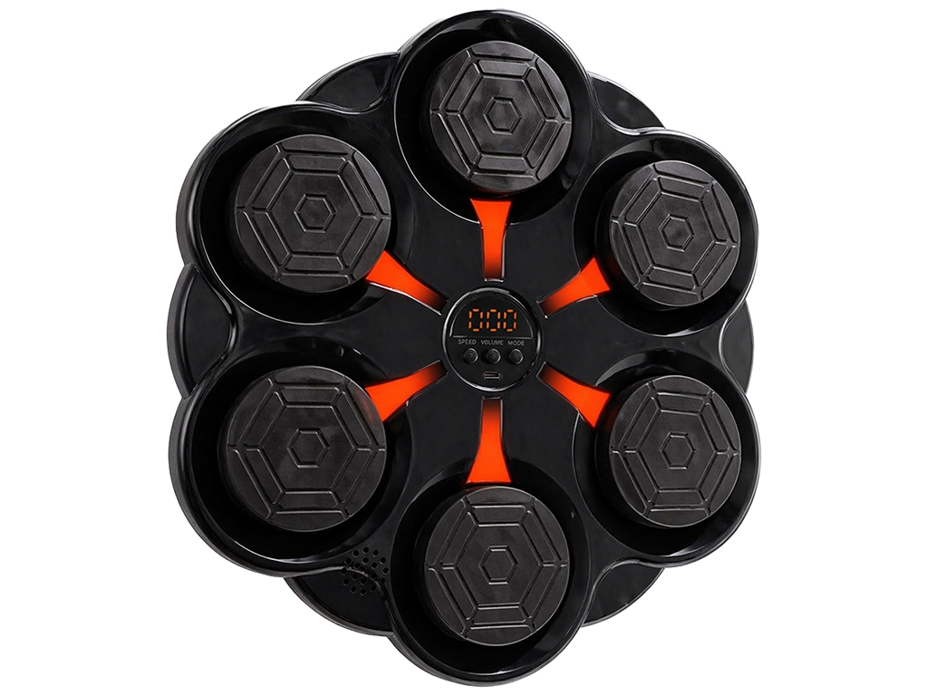 Тренажер боксерский музыкальный, настенный, ABS пластик, LED подсветка, Bluetooth, 46см, цвет черный