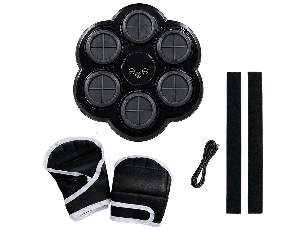 Тренажер боксерский музыкальный, настенный, ABS пластик, LED подсветка, Bluetooth, 37см, цвет черный