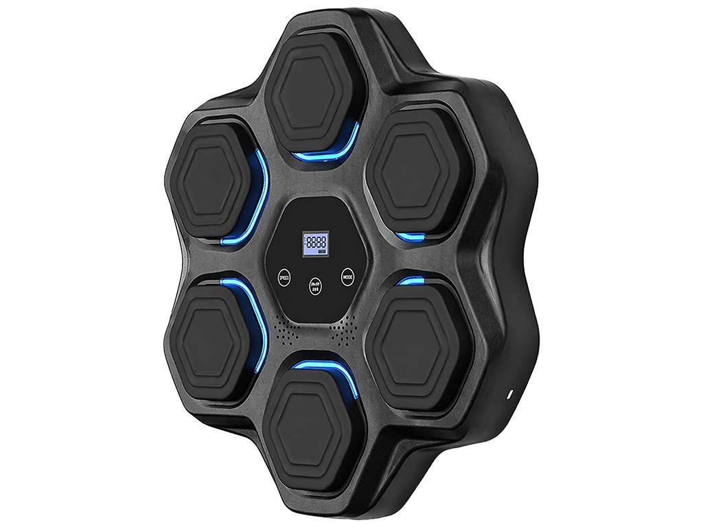 Тренажер боксерский музыкальный, настенный, ABS пластик, LED подсветка, Bluetooth, 45см, цвет черный