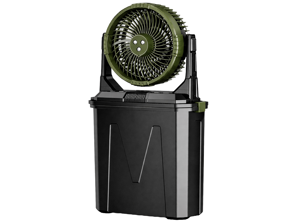Вентилятор портативный, с распылением воды, аккумулятор, резервуар 9л, RGB подсветка, цвет хаки