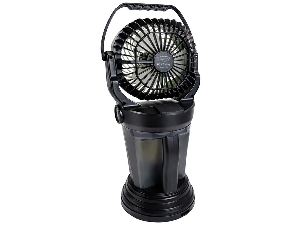 Вентилятор с увлажнением, аккумуляторный, резервуар 2л, LED подсветка, 4 скорости, цвет черный