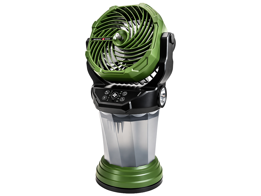 Вентилятор с увлажнением, аккумуляторный, резервуар 2л, LED подсветка, 4 скорости, цвет зеленый