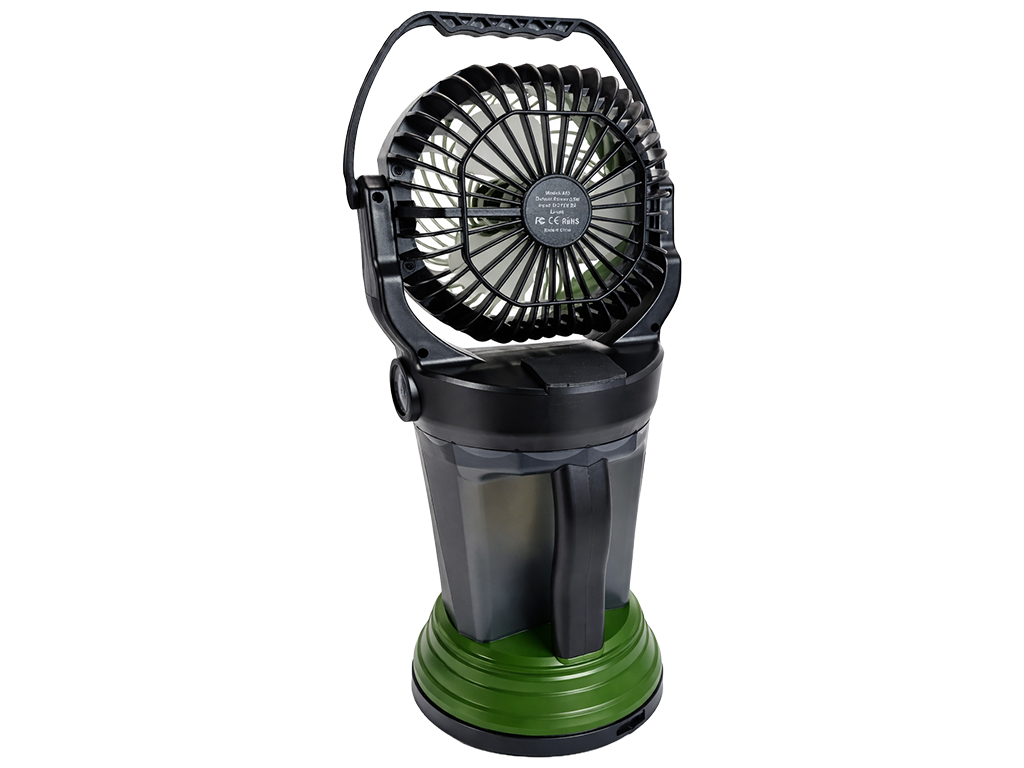 Вентилятор с увлажнением, аккумуляторный, резервуар 2л, LED подсветка, 4 скорости, цвет зеленый