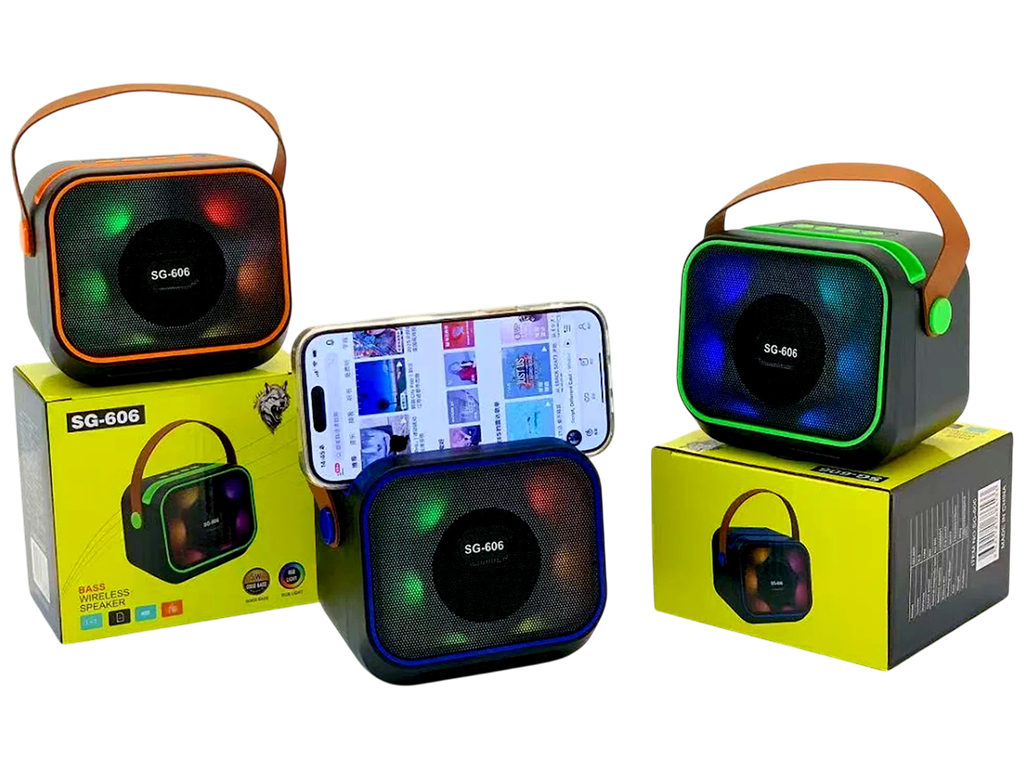 Колонка портативная SG-666 Bluetooth, RGB подсветка, держатель, аккумулятор, 3 вида (цена за 1шт)