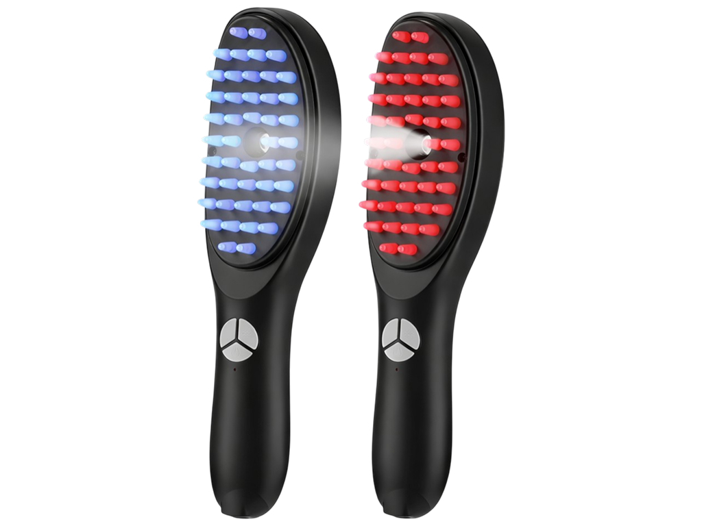 Массажная щетка LED, для кожи головы, красный синий свет, аккумулятор, 2 вида (цена за 1шт)