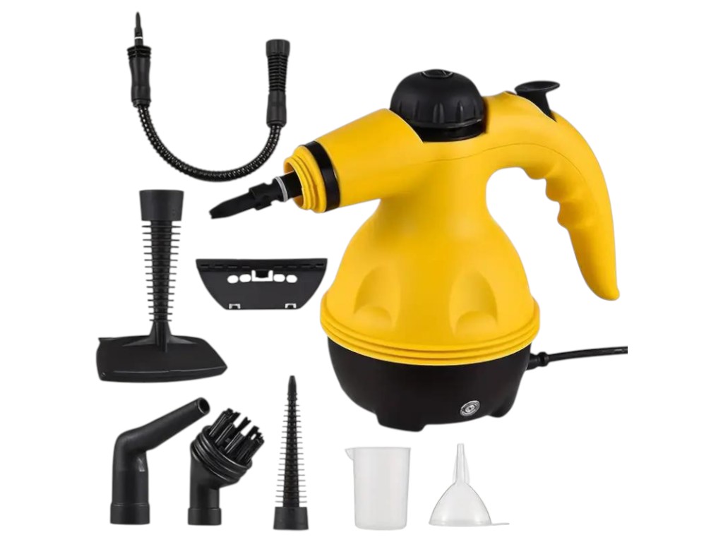Пароочиститель Sokany, 1000Вт, насадки в комплекте, 350мл, 28х13х22см, цвет желтый