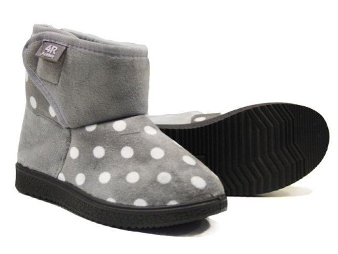 Полу-сапожки детские "Серые в горошек" искусств. замша, на меху (34 р., маломерят)