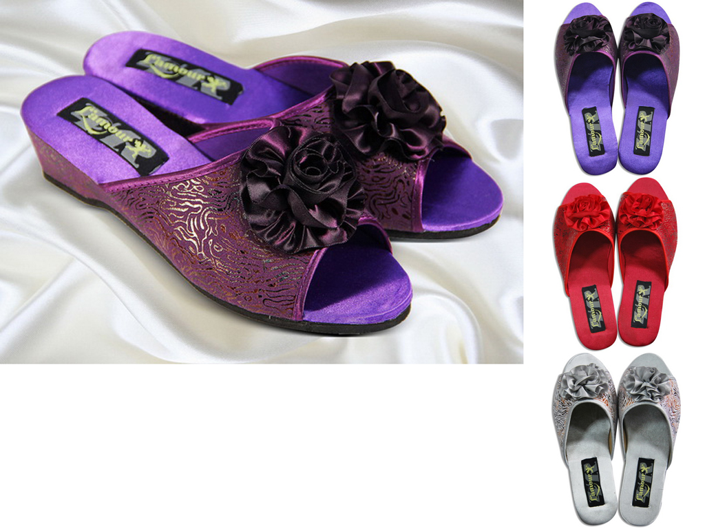 Тапочки женские мягк. с откр. носком на полиуретановой танкетке (36 р., маломерят) (3 расцветки)