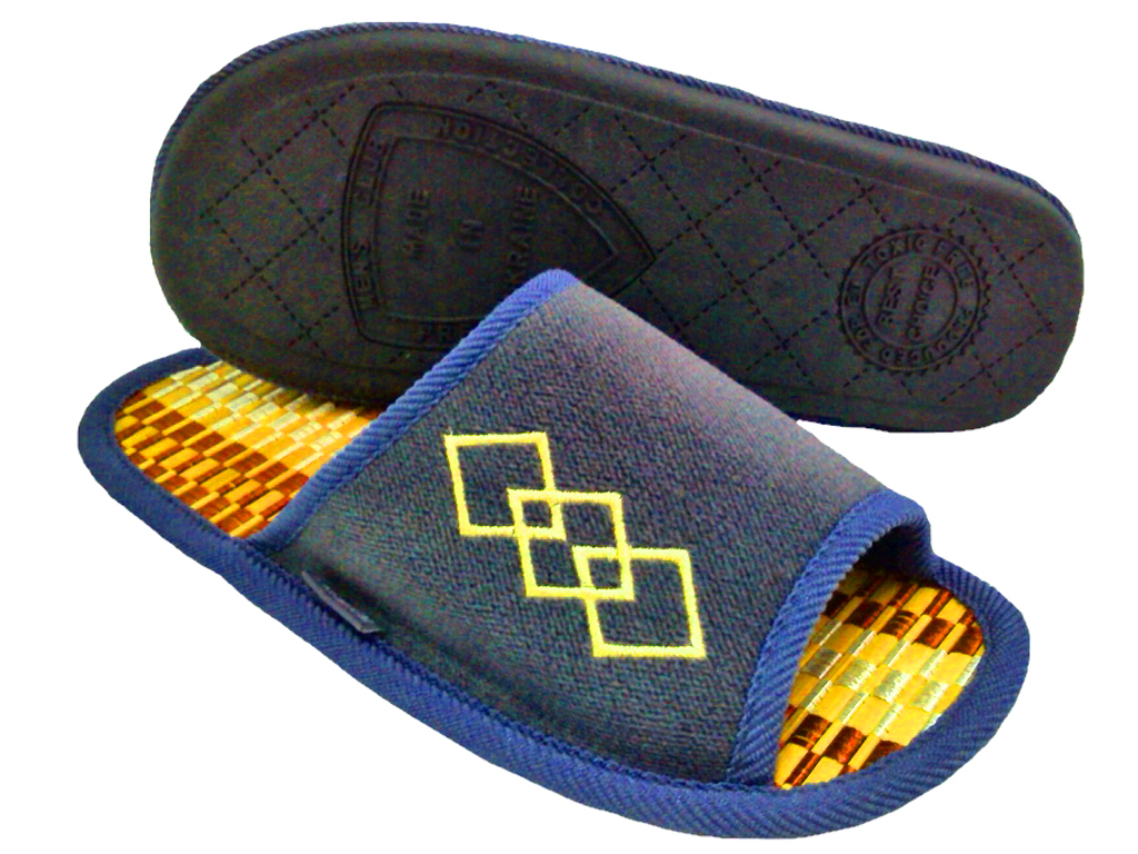 Тапочки мужские мягкие с открытым носком, подошва ПВХ (40-41 размер, маломерят)