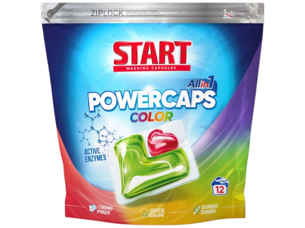Капсулы для стирки Start Color, для цветного белья, без отбеливателей, 294г, 38×26×25см, 12шт
