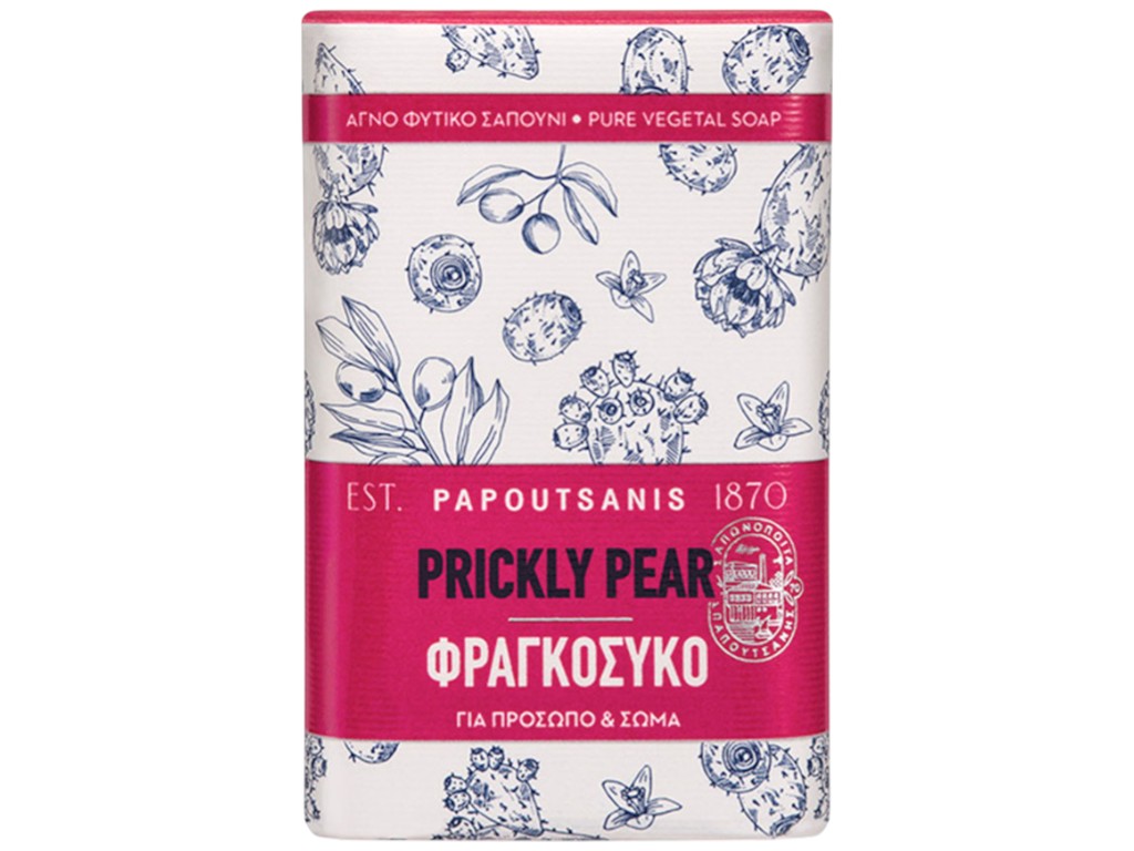 Мыло твердое Papoutsanis Prickly Pear, растительное, с оливковым маслом и экстрактом опунции, 150г