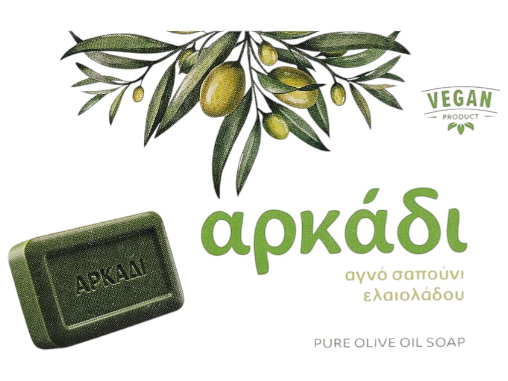 Мило тверде Arkadi vegan olive oil green, натуральне, з оливковою олією, 150 г