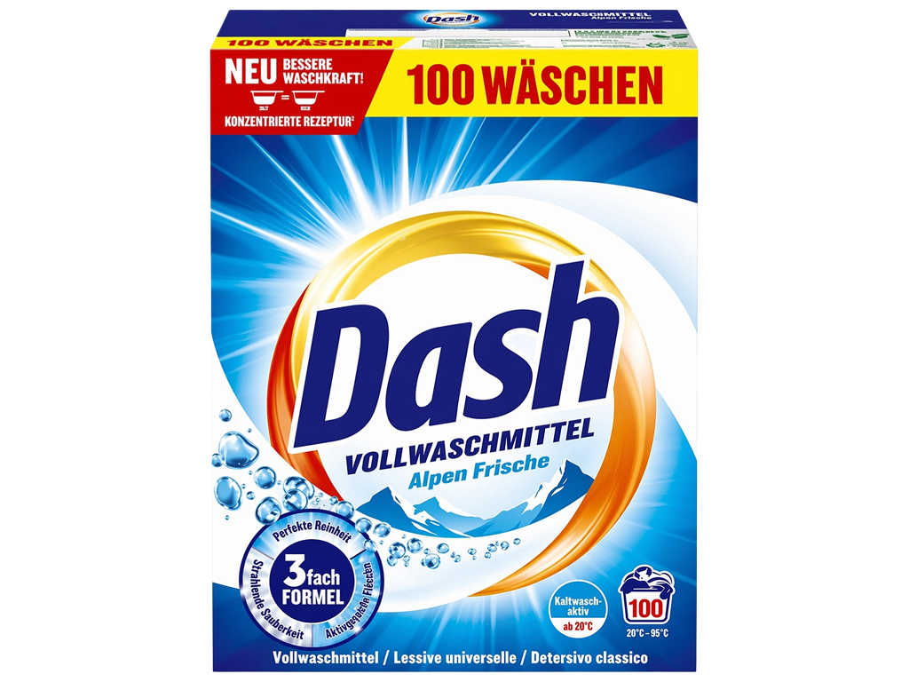 Порошок для прання Dash Alpen Frische, універсальний, 5кг, 100 прань