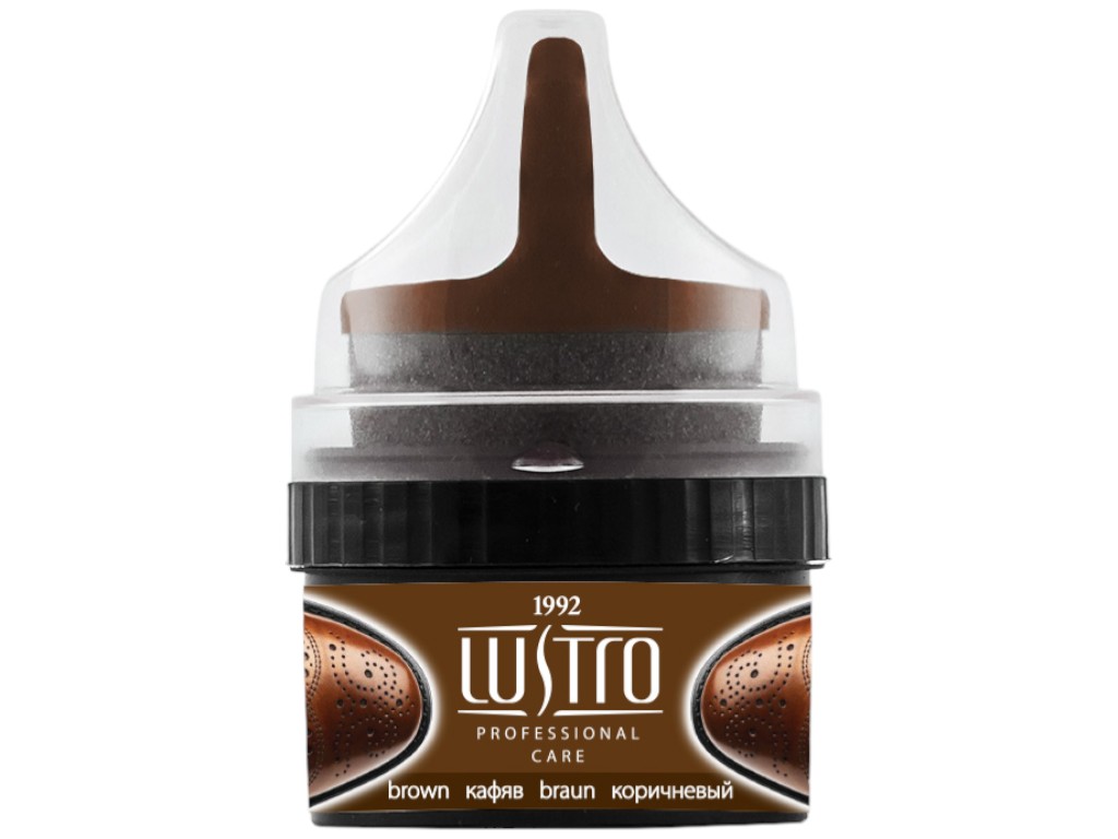 Крем для обуви Lustro, с аппликатором, пчелиный воск, 50мл, цвет коричневый