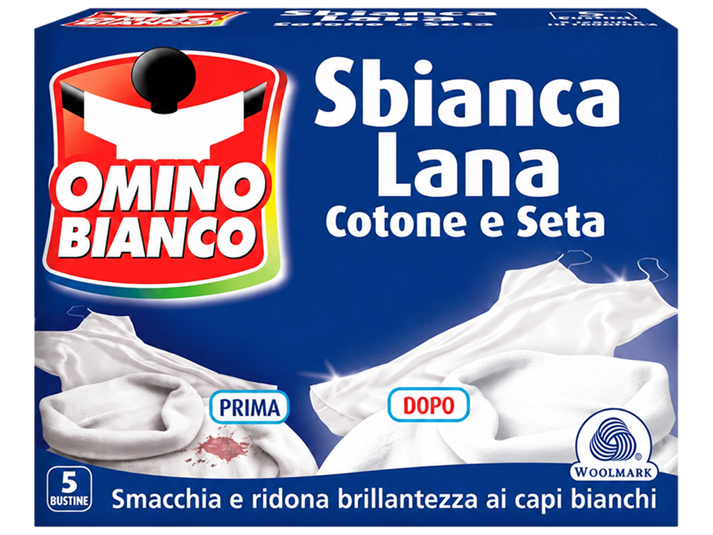 Вивідник для виведення плям Omino Bianco Sbianca Lana для вовни, шовку і бавовни, 5 капсул, 100г