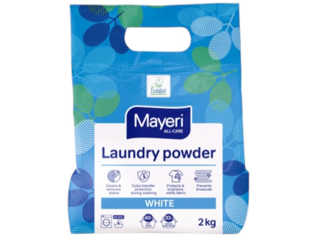 Порошок стиральный Mayeri, для белого белья, 40 циклов, 2кг
