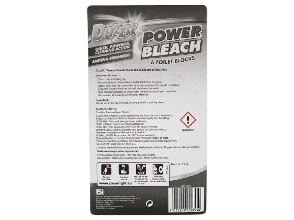Таблетки Duzzit Power Bleach для сливного бачка, 6 штук