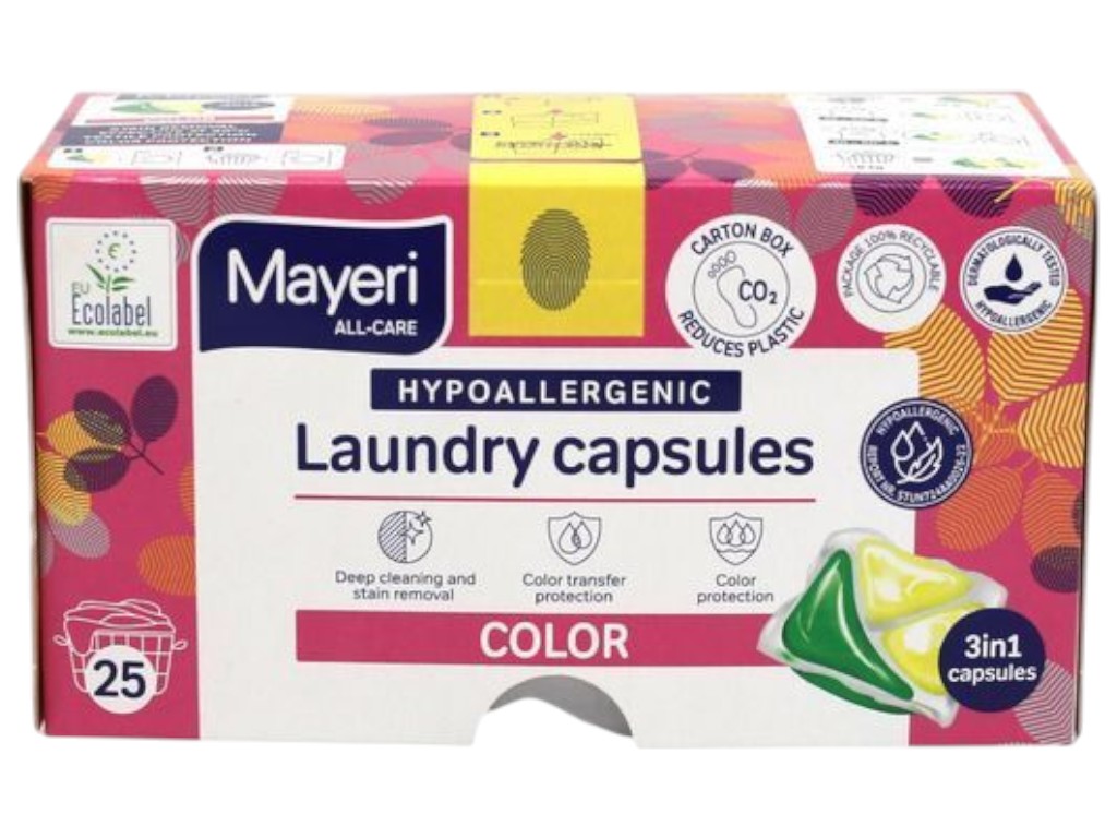 Капсулы для стирки Mayeri для цветных вещей, гипоаллергенные, концентрат, 25 стирок