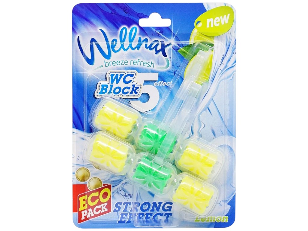 Туалетный блок Wellnax Strong Effect, с ароматом лимона, 2х57г