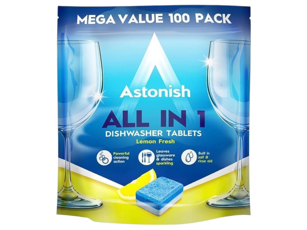 Таблетки Astonish для посудомийних машин all in 1, з сіллю та ополіскувачем, 100 штук