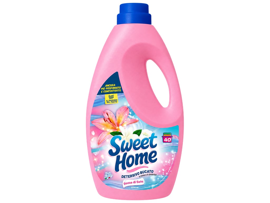 Концентрированный гель для стирки Sweet Home Silk Drops с ароматом шёлка, 40 стирок, 2 л