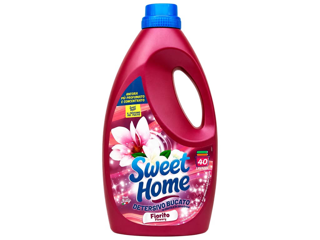 Концентрированный гель для стирки Sweet Home Flowery с цветочным ароматом, 40 стирок, 2 л