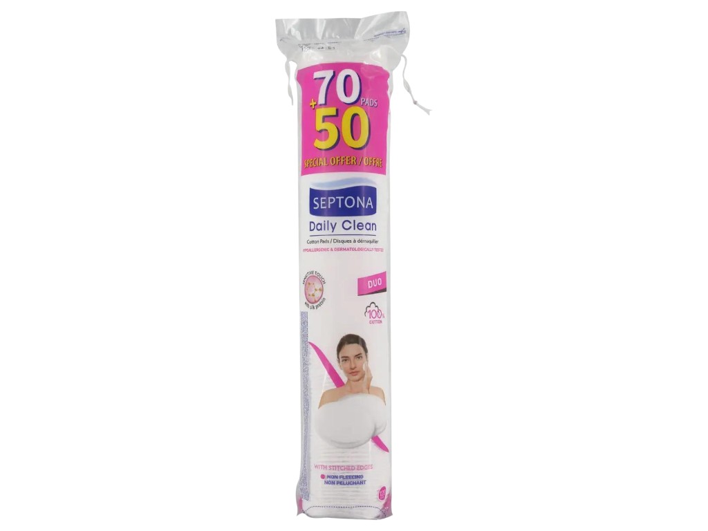 Ватные диски Septona Daily Clean Sensitive Touch Duo, хлопок, цвет белый (цена за упаковку)