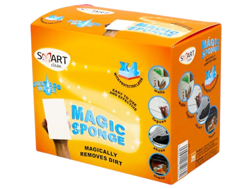 Губка Smart Clean Magic Sponge универсальная, меламиновая, 4шт