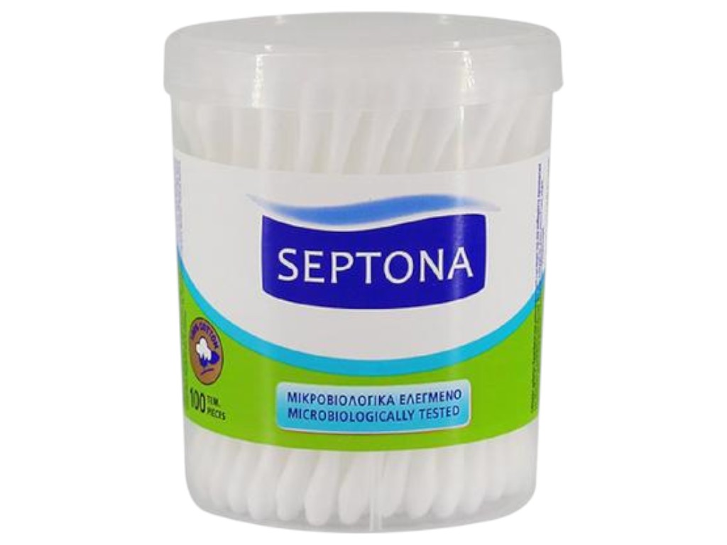 Ватные палочки Septona Cotton Care в круглой коробке, хлопок, цвет белый (цена за упаковку)