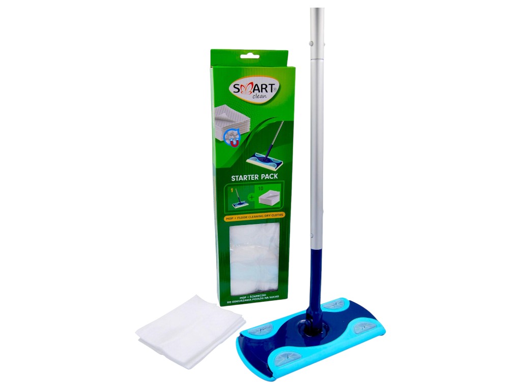 Набор Smart&Clean швабра и салфетки для пола, 10 шт, цвет синий