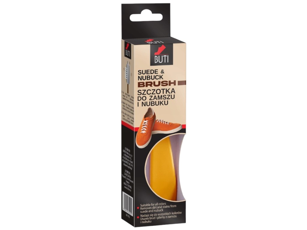 Щетка для замши и нубука Buti, многофункциональная, 3 в 1, синтетика, пластик, цвет оранжевый