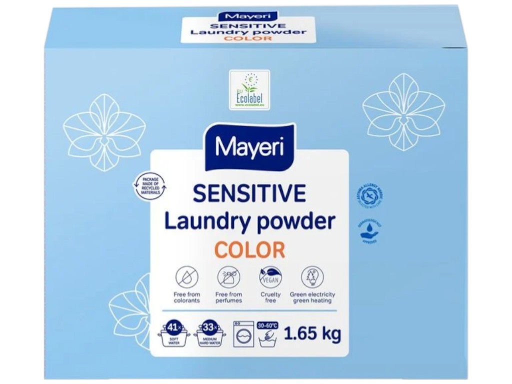 Порошок стиральный Mayeri Sensitive Color, для цветных тканей, 41 цикл, 1,65кг