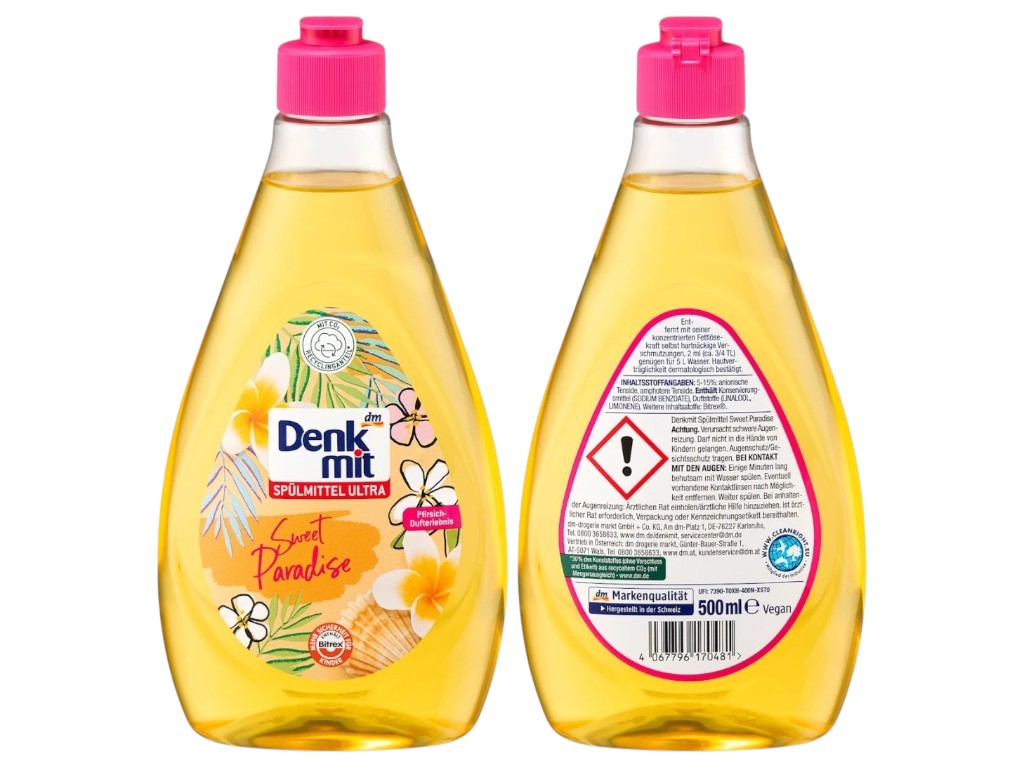 Средство для мытья посуды Denkmit Sweet Paradise, с ароматом персика, 500мл