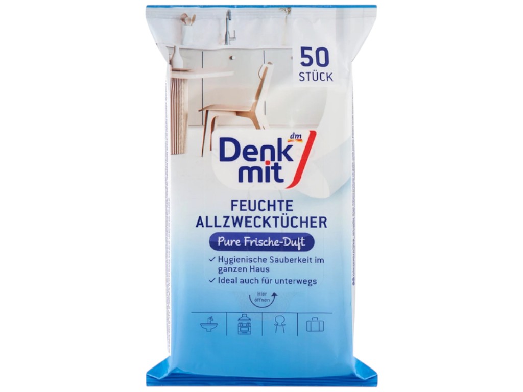Серветки вологі для збирання Denkmit Pure Frische, універсальні, 50шт