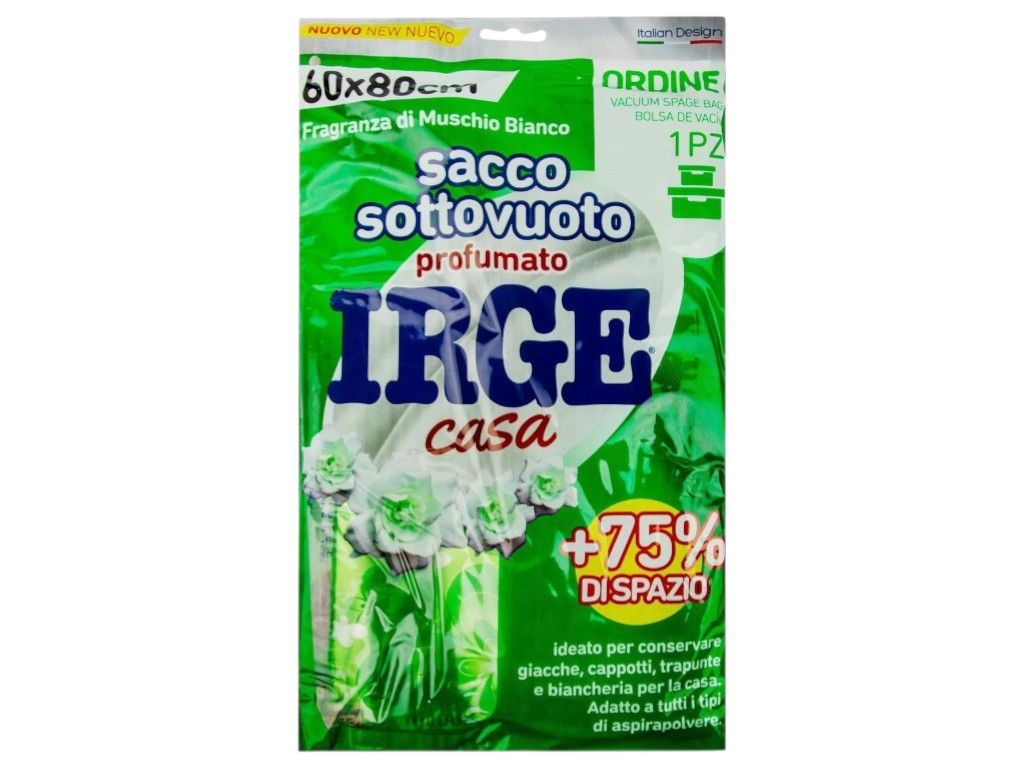 Вакуумный пакет Irge с ароматом белого мускуса, для хранения одежды, полиэтелен, 60×80см