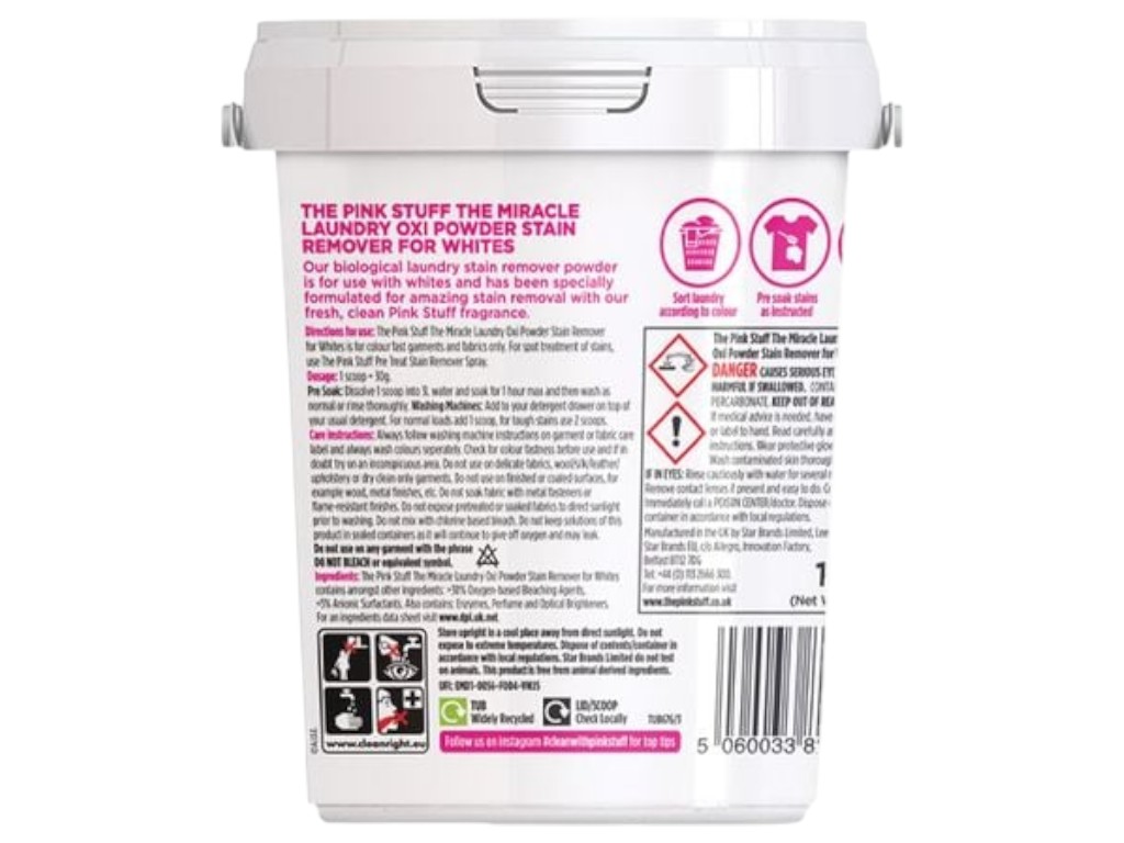 Пятновыводитель-порошок для белого белья The Pink Stuff, 1кг