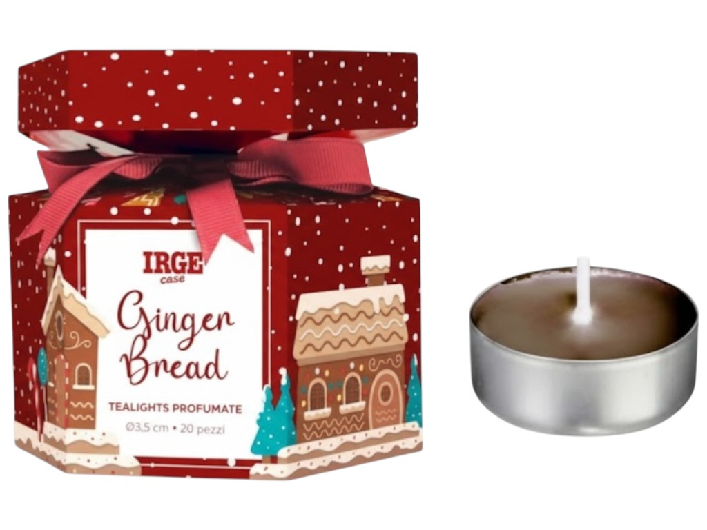 Набір чайних свічок Irge Christmas Ginger Bread, аромат імбирне печиво, 10г, 3,5см, 20шт