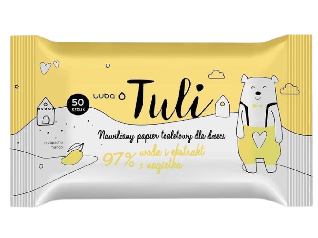 Туалетная бумага Luba Tuli детская, влажная, с клапаном, 97% воды и экстракт календулы, 50 штук