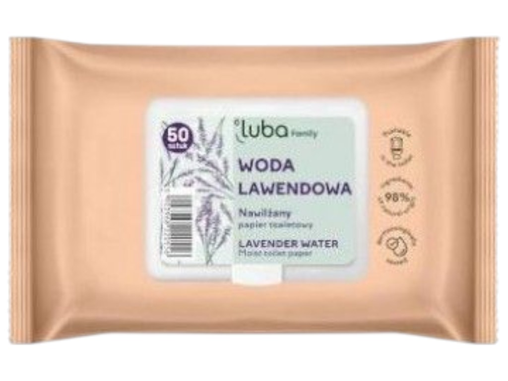 Туалетная бумага Luba ECO Family влажная, с клапаном, с лавандовой водой, 50 штук