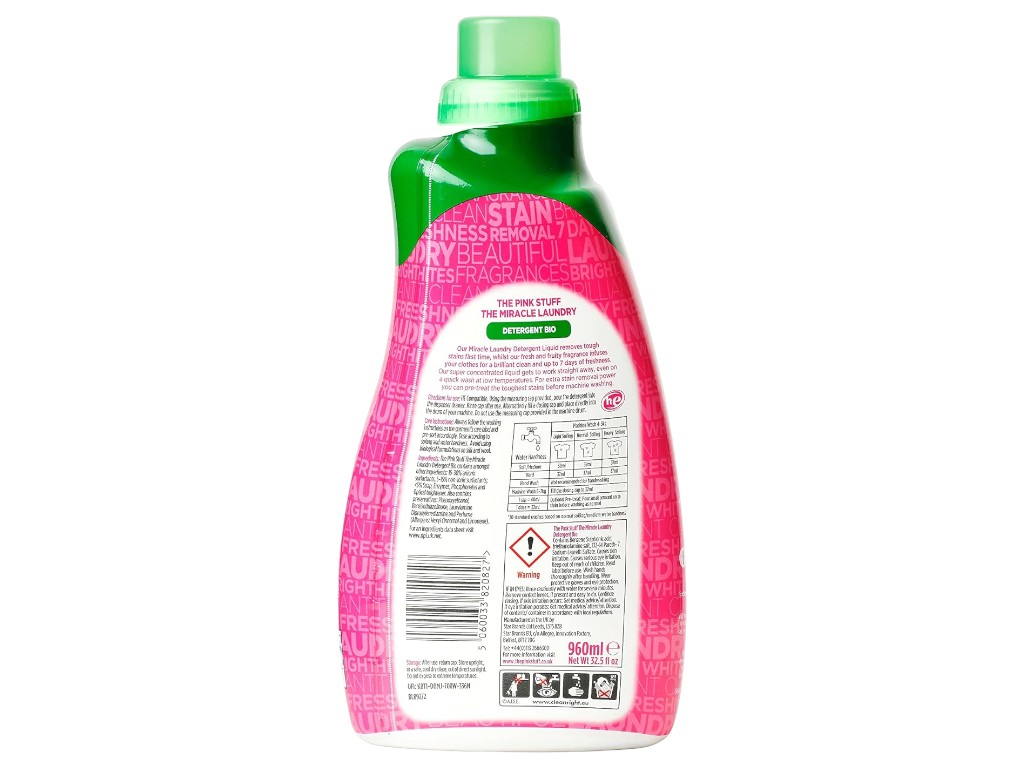 Гель для прання The Pink Stuff Bio, 30 циклів прань, 960мл, свіжий аромат