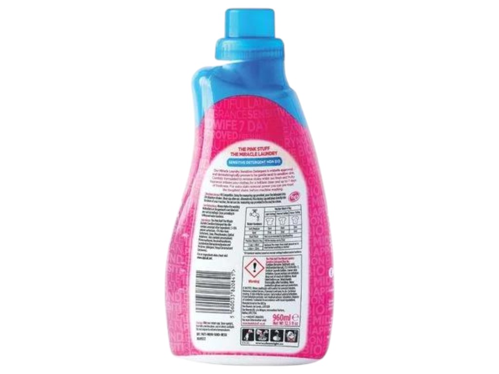 Гель для стирки The Pink Stuff Sensitive Non Bio, 30 циклов стирок, 960мл